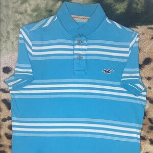 Hollister Kids Aqua and White Polo Shirt